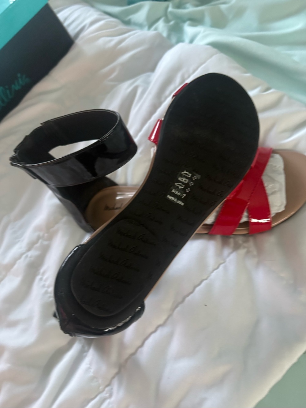 Red and Black Strappy Sandals